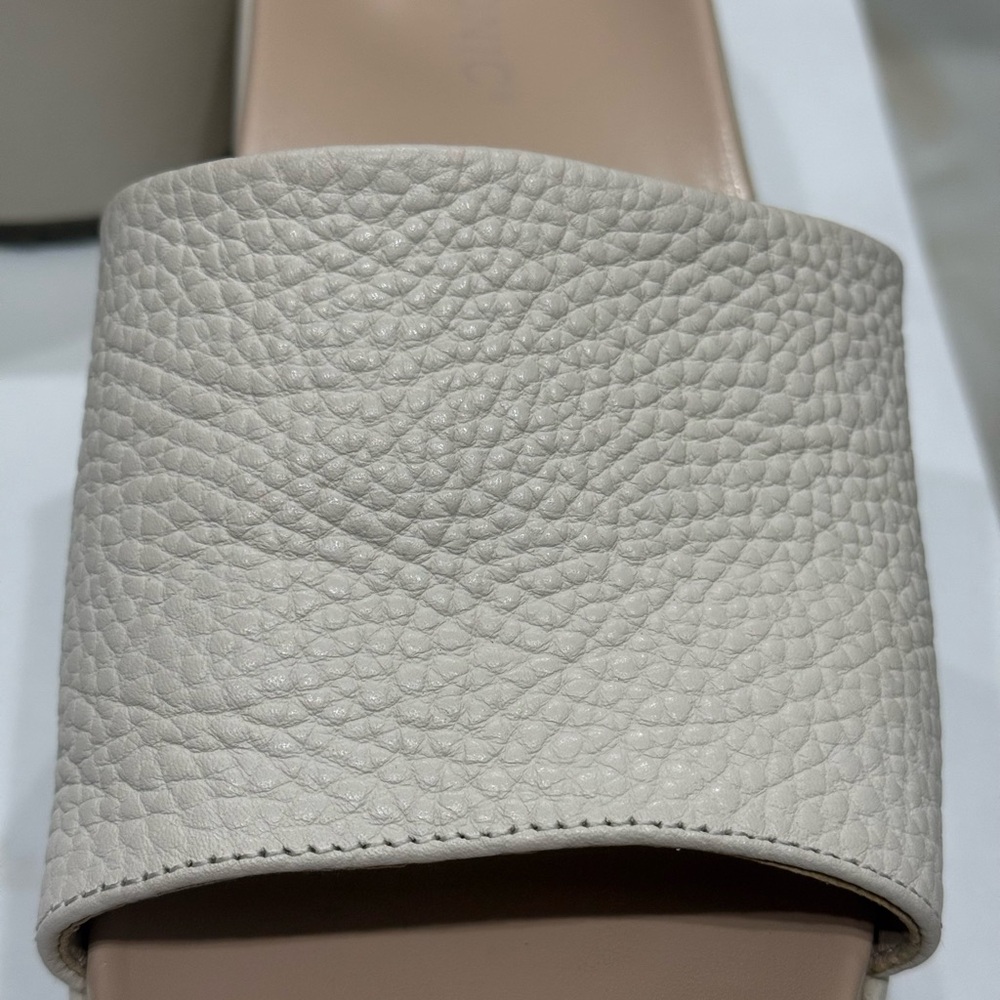 Bionic Tumbled Leather Platform Slides, Cream Col… - image 6